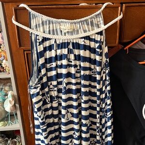 2x Indigo Soul Blue and White Striped Dress